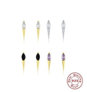 Stud GS 925 Sterling Silver Gold Single Zircon Boucles d'oreilles Punk Rock Personnalité Spike Rivet Sharp Cone Taper Mem Women9939651