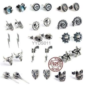 HelloLook Gothic 925 Sterling Zilver Oorstekers voor Mannen Vrouwen Punk Stud Oorbellen Schedel Dier Oorbellen Piercing Sieraden Groothandel YQ231114