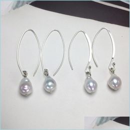 Étalon haut-brillant S925 Sterling Sier Pearl Earl Hook Boucles d'oreilles Water Drop Baroque Oreille d'oreille pour femmes ANNIVERSAIRE DES JIANIES DE BIJOURS DHWPG