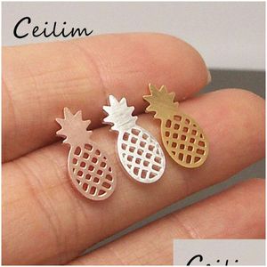 Goujons d'oreille d'ananas creux de haute qualité pour femmes Conception unique Nouvelle arrivée Alliage Or rose Sier Placage Boucles d'oreilles Drop Delive Dhrve