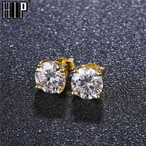 Stud Hip Hop 925 Sterling Silver Ear Studs Luxe 0,5-2 Carat Moissanite Micro-oorrang Fashion Gold Earrings Men Women Sieraden ODET22 FA