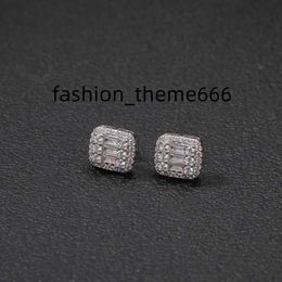 Stud Hip Hop Baguette Boucles D'oreilles 8x10mm Micro Pavé Cubic Zircon Boucles D'oreilles Bijoux De Mode Cadeau chaîne lien collier Vintage Party