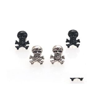 Stud Hip Hop Punk Rock Hombres Mujeres Retro Skl Pendientes Pareja Decoración de fiesta Regalo de Halloween Venta al por mayor 1 par Gota Entrega Joyería OTI5K