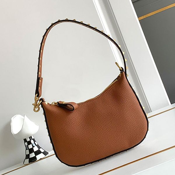 Bolso de hombro Hobo de semental Bag Bag Bag Bagse Cuero de cuero de vaca Inside Fashion Letter