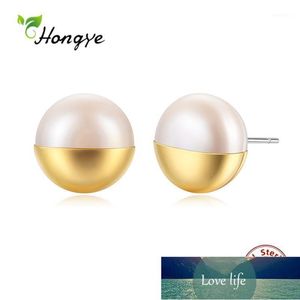 Stud Hongye 100% 925 Sterling zilveren parel oorbellen voor vrouwen meisje mode punk gouden witte fijne sieraden geschenken brincos1