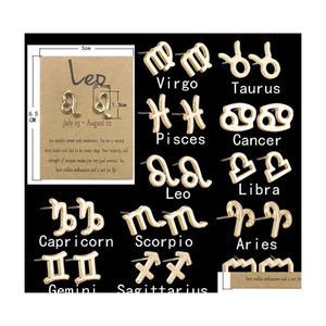 Stud Horoscope oorbellen 12 Constellatie Astrologie Gold vergulde kleine oor vrouwen meisjes verjaardag jubileum vriendschap juwelen cadeau 1 dhf3n