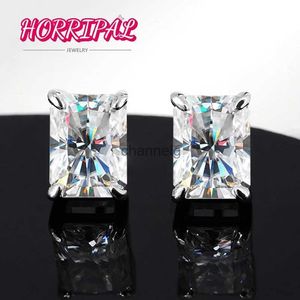 Stud HORRIPAL 5*7mm 1ct Radiant Cut D VVS1 Moissanite boucles d'oreilles S925 en argent Sterling bouchons d'oreille élégant Style Simple bijoux cadeau filles YQ240110