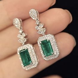 Stud Huitan – boucles d'oreilles pendantes de mariage, nouveau design, zircone cubique verte/blanche scintillante, 231120