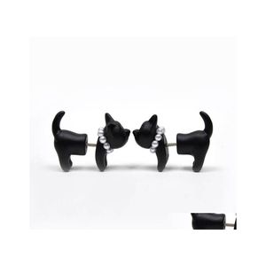 Stud Impalement Zwart Stereoscopische 3D Leuke Kat Handgemaakte Oorbellen Voor Vrouwen Mooie Parel Piercing Ear Drop Levering Sieraden Otx0E