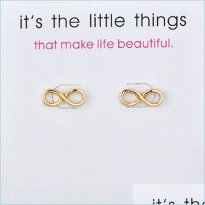 Stud Infinite Love Earrings Alloy Exquisite Gold Sier Colors Stud Dames acht Word charmante kaart sieraden geschenken voor meisjes Dro Lulubaby Dhepj