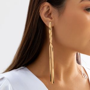 Stud IngeSight Z Punk Long Twisted Flat Snake Chain Pendientes para mujer Personalidad Gold Color Drop Earring Wed Party Jewelry Gifts 230714