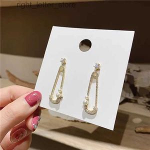 Stud insInternet célébrité avec le même style mode longue épingle perle boucles d'oreilles 925 argent aiguille pleine perceuse boucles d'oreilles YQ231128