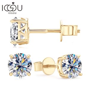 Stud IOGOU 10k gouden oorbellen echte 6mm diamanten oorbellen voor mannen vrouwen 10K geel goud schroef terug oorbellen fijne sieraden 230724