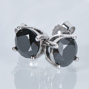 Stud Iogou Zwarte oorbellen voor mannen Dames D Kleur 65 mm Solitaire Diamond Solid 925 Sterling Silver Jewelry 230307
