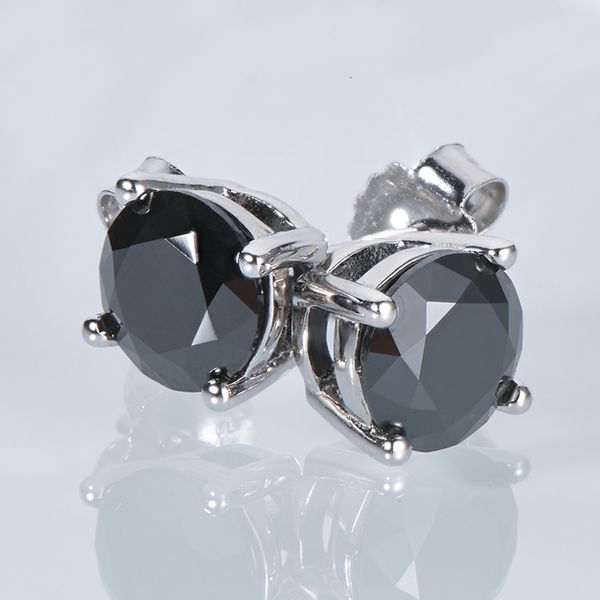 Stud IOGOU Boucles d'oreilles noires pour hommes femmes D Couleur 6 5mm Solitaire Diamant Solide 925 Bijoux en argent sterling 230223
