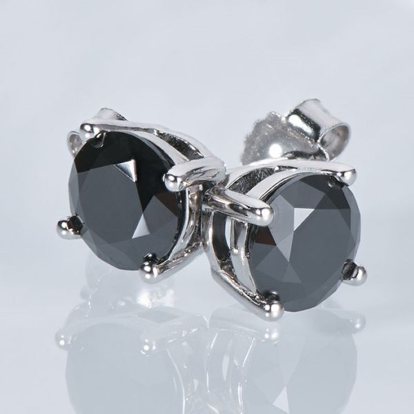Stud IOGOU noir boucles d'oreilles pour hommes femmes D couleur 6 5mm Solitaire diamant boucles d'oreilles solide 925 bijoux en argent Sterling 2302082980