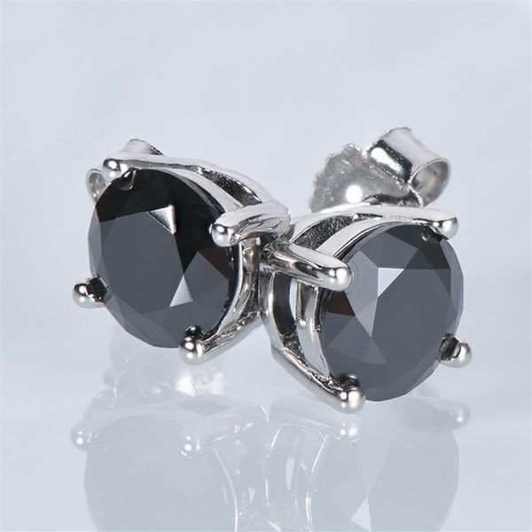Stud IOGOU noir boucles d'oreilles pour hommes femmes D couleur 6 5mm Solitaire diamant boucles d'oreilles solide 925 bijoux en argent Sterling 230208266t