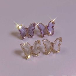 Stud IPARAM Mode Animal Femmes Coréen Mignon Cristal Papillon Boucles D'oreilles pour Filles Bijoux De Mariage Tendances Cadeaux G230602