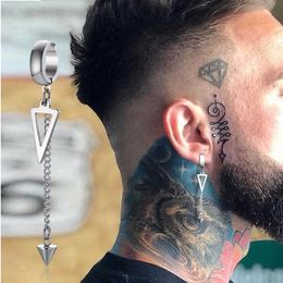 BOUCLE D'OREILLE IRRÉGULIÈRE TRIANGLE LONGUE CHAÎNE CUFF POUR HOMME BIJOUX UNISEXE ROCK THE COOLEST CONCH HOOP CLIP PIERCING SANS PIERCING Z0517