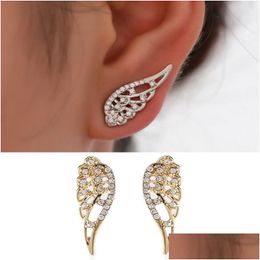 Stud Isang Pendientes de moda para mujer Rhinestone de lujo Diamante Ángulo Alas Pendiente Joyería Regalos de fiesta de boda IE052801 Entrega de gota DHWVP