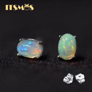 Stud ITSMOS Natuurlijke Opaal Oorbellen s925 Sterling Zilver Lucky Elf Post Studs Oorbel Minnaar Kleurrijke Sieraden voor Vrouwen Meisje Gift 230807