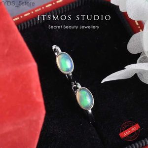 Stud ITSMOS natuurlijke opaal s925 sterling zilveren oorgespen oorbellen eenvoudige geometrische sierlijke edelsteen hoepel oorbellen voor vrouwen sieraden YQ231107