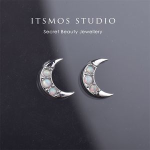 Stud ITSMOS Opal Moon Boucles d'oreilles Femme Croissant de Lune Bijoux Piercing Goujons pour Femmes Cadeau d'anniversaire 230816