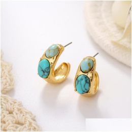 Stud Jaeeyin 2021 boucles d'oreilles Vintage pierre naturelle bohême bijoux ethniques couleur or livraison directe Dhyya