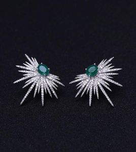 Stud janekelly Style Punk Spike Forme Boucle D'oreille Pave Zircone Brinco Pierre Verte Sparkly Star Galaxy Boucles D'oreilles Clair 2211111342823