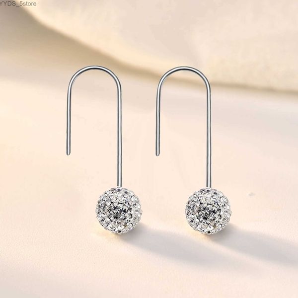 Stud Jewelry S925 en argent sterling plein diamant crochet d'oreille femmes Shambala mode simple diamant clouté boucles d'oreilles en argent YQ231107