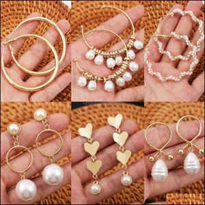 Stud Jewelryins witte barokke parels oorbel lichtmetalen vrouwen natuurlijke schelpen oorbellen oorbellen drop levering 2021 mne
