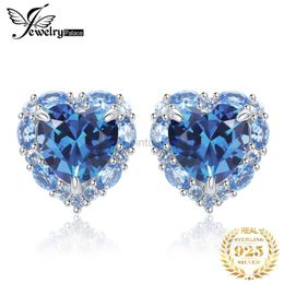 Stud JewelryPalace Nouveau arrivée coeur Bow Love 5ct Blue Gemstone créé Blue Spinel 925 Boucles d'oreilles en argent sterling pour Woman Girl D240426