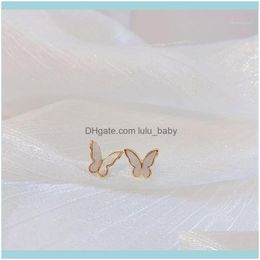 Stud Jewelrystud estilo coreano japonés Chic Shell mariposa pendientes Mini joyería Simple lindos tachuelas para uso diario Ivory1 Drop Delivery 2021