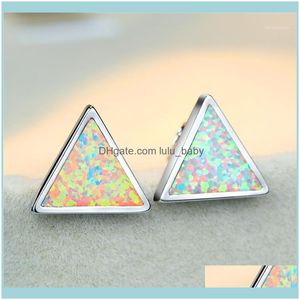 Estudio JewelryStud Minimalista Femenina Azul Triángulo Opal Pendientes simples Color Sier Geométrico Boda pequeña para mujeres1 Drop entrega 2021