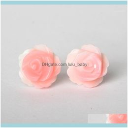 Stud Jewelrystud Blanc Rose Nacre Shell Rose Fleur Boucles D'oreilles 1 Paire1 Drop Livraison 2021 7Bcjz
