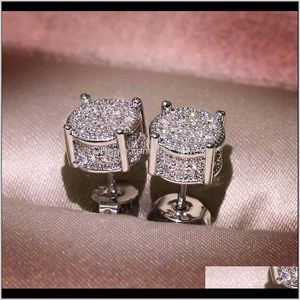 Stud Jewelryunisex Studs Jaune Or Blanc Plaqué Étincelant Cz Simulé Diamant Boucles D'oreilles Pour Hommes Femmes Drop Delivery 2021 Hftsa