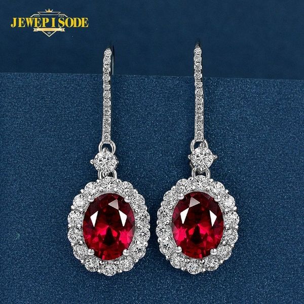 Stud Jewepisode Trend Ruby Drop Boucles d'oreilles pour les femmes Solide 925 Sterling Silver Wedding Fine Jewelry Gift 230710