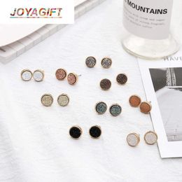 Stud Joyagift best schattig druzy kristal ronde oorbellen ingesteld voor dames meisje mode delicate doorboorde sieraden cadeaubakbox verpakking
