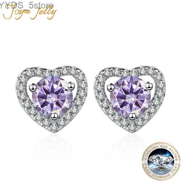 Stud JoyceJelly 0.6ct 1ct 2ct D couleur VVS Moissanite diamant boucles d'oreilles pour femmes en forme de coeur clous d'oreille S925 bijoux en argent Sterling YQ231107