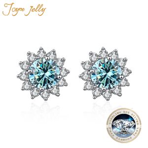 Stud JoyceJelly 1 carat D Couleur Diamant Boucles D'oreilles S925 Bijoux En Argent Sterling Pour Les Femmes En Forme De Tournesol Boucles D'oreilles De Mariage 230620