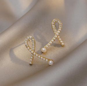 Stud JP19 S925 argent aiguille corée géométrique croix boucles d'oreilles diamant perle boucles d'oreilles ins style mode sauvage boucles d'oreilles femmes 2211111690283