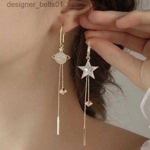 Stud JWER Nouvelle Tendance Star Earth Long Gland Dangle Boucles D'oreilles Pour Femmes Planète Cristal Déclaration Pendentif Boucles D'oreilles De Mariage BijouxC24319