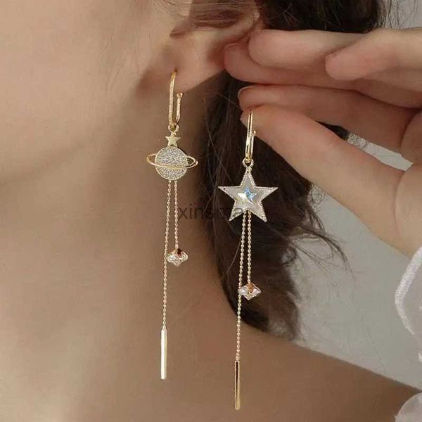 Stud JWER nouvelle tendance étoile terre longue gland boucles d'oreilles pour femmes planète cristal déclaration pendentif boucles d'oreilles bijoux de fête de mariage YQ240129