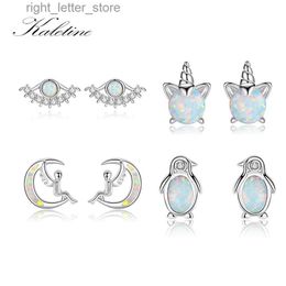 KALETINE boucles d'oreilles opale ailes d'ange pingouin licorne 925 boucles d'oreilles opale en argent Sterling lune pour femmes bijoux cadeau de mariage YQ231211