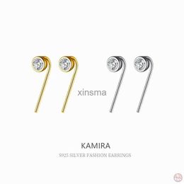 Stud KAMIRA réel 925 argent Sterling Unique cristal pierre Simple crochet Piercing boucles d'oreilles pour femmes adolescent fête bijoux inhabituels Ins YQ240129