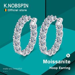 Stud KNOBSPIN 26ct D couleur boucle d'oreille 925 argent Sterling plaqué or blanc cerceau pour les femmes bijoux de fête de mariage 230726