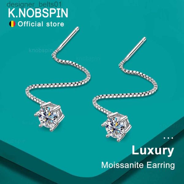 Stud KNOBSPIN D VVS Pendiente de diamante de moissanita con alambre de oreja de plata de ley GRA s925 chapado en oro blanco de 18 k Pendientes de lujo para mujer C24319