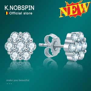 Boucles d'oreilles Stud KNOBSPIN 18 carats plaqué or blanc en argent sterling D VVS1 Round Lab Diamond Ear s pour femmes hommes 221119