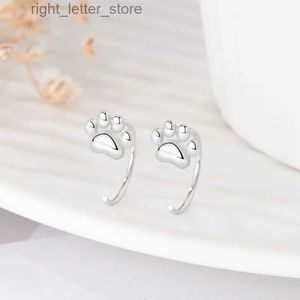 Stud KOFSAC 925 Sterling Silver Hipoalergénico Cat Paw Pendientes Moda Lindo Ear Hook Pendientes Mujer Mujer Joyería Dulce Chica Regalo YQ231128