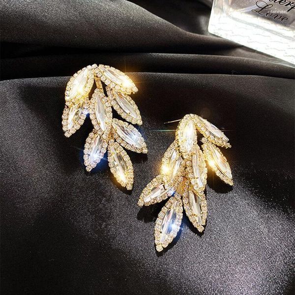 Stud Corée Mode Bijoux Brillant À La Main Zircon Boucles D'oreilles De Luxe Feuille Partie Pour WomenStud Odet22 Farl22